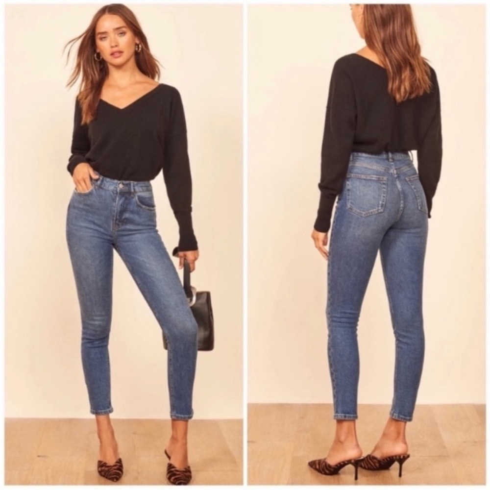 Reformation High Rise Skinny Jeans Syracuse Wash Womens 29 Blue